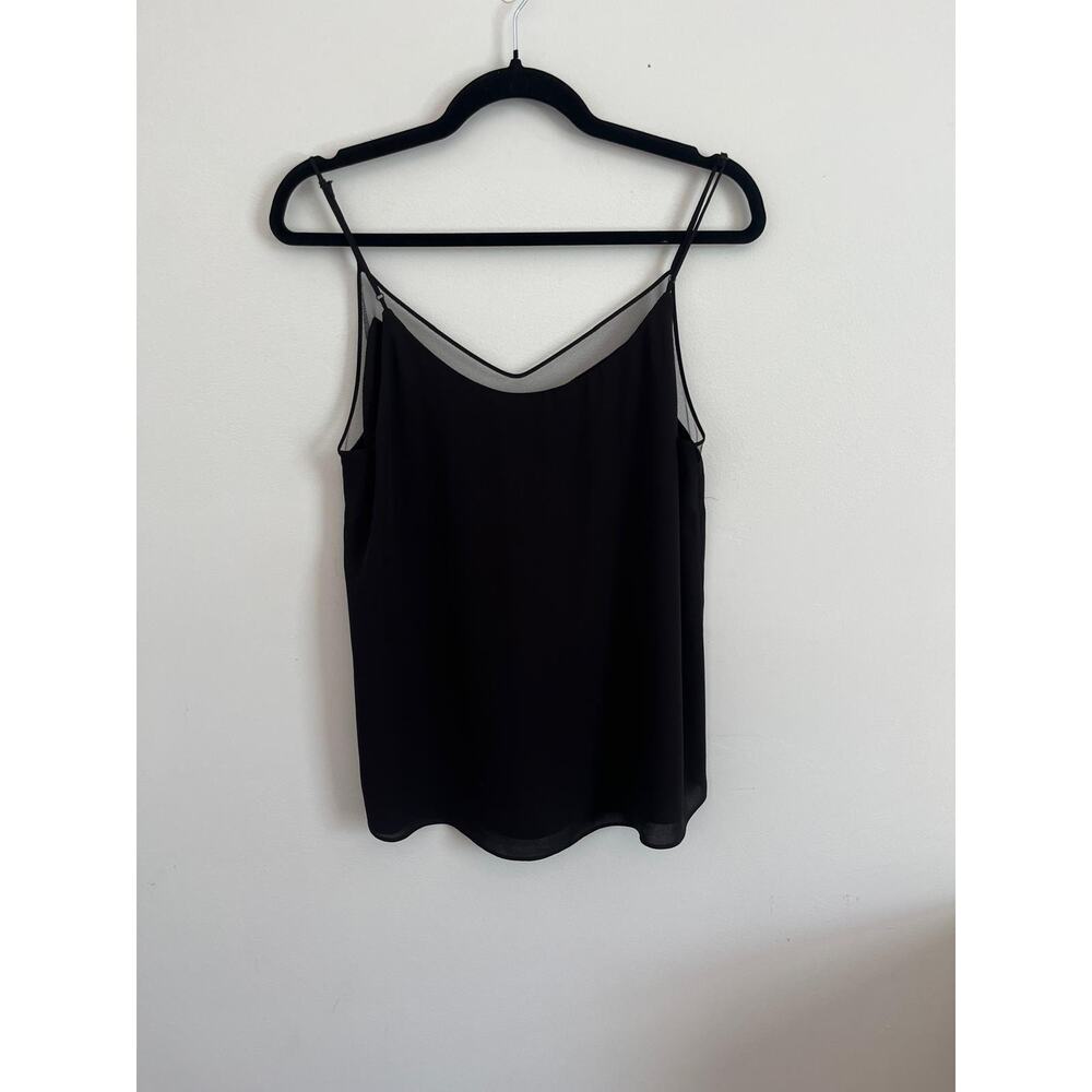 Babaton Camisole Top Women M Black Mesh Trim Spaghetti Strap Minimalist